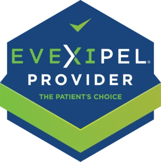 EvexiPEL provider certification logo for hormone replacement therapy at Belle Âme Med Spa